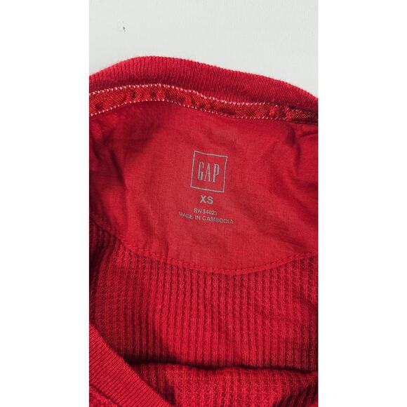 NWOT GAP red holiday waffle knit thermal bright red Christmas warm lounge XS - Picture 5 of 8